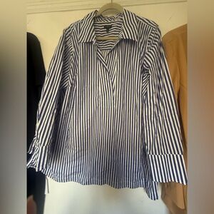 Talbots Blue and White Striped Tunic Shirt